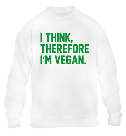 I think therefore I'm vegan children's white sweater 12-14 Years