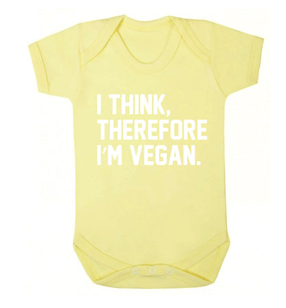 I think therefore I'm vegan Baby Vest pale yellow 18-24 months