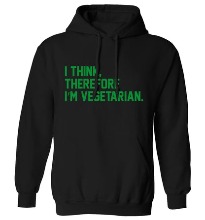 I think therefore I'm vegetarian adults unisex black hoodie 2XL
