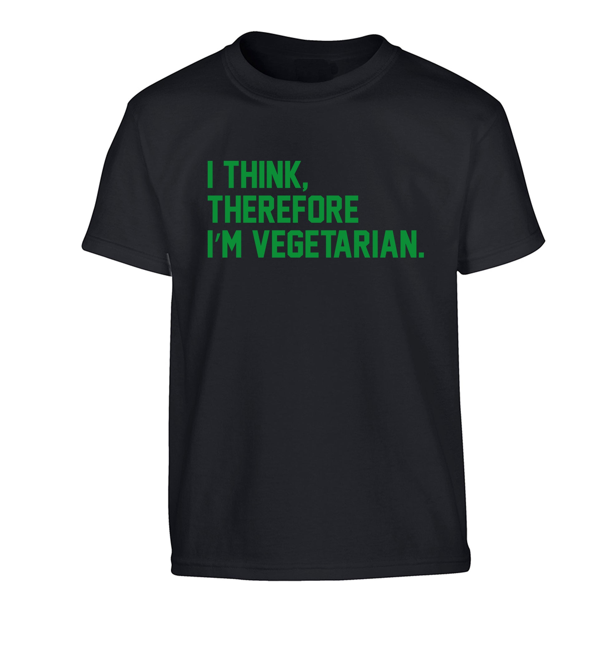 I think therefore I'm vegetarian Children's black Tshirt 12-14 Years