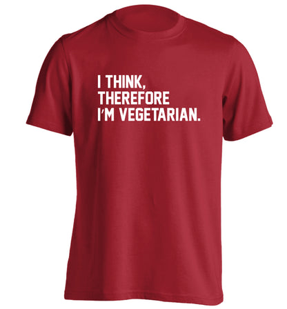 I think therefore I'm vegetarian adults unisex red Tshirt 2XL
