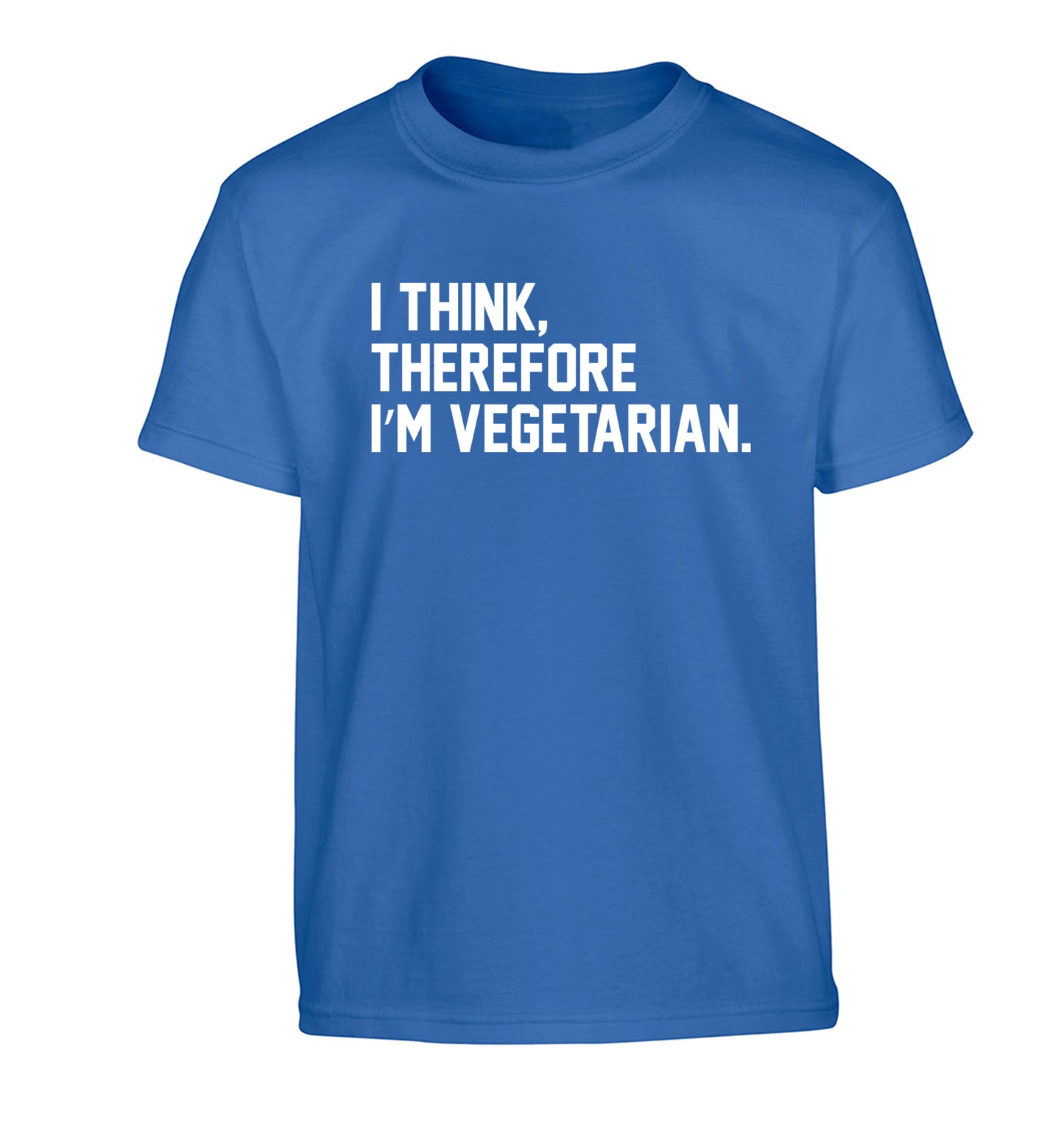 I think therefore I'm vegetarian Children's blue Tshirt 12-14 Years