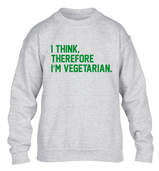 I think therefore I'm vegetarian children's grey sweater 12-14 Years