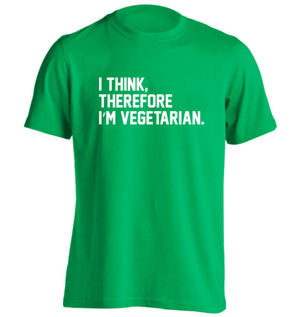 I think therefore I'm vegetarian adults unisex green Tshirt 2XL
