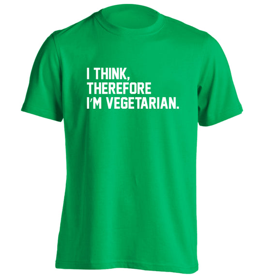 I think therefore I'm vegetarian adults unisex green Tshirt 2XL
