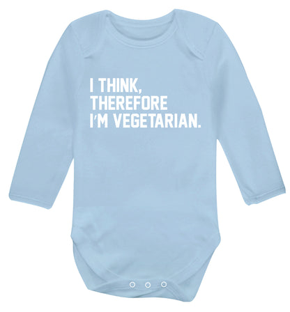I think therefore I'm vegetarian Baby Vest long sleeved pale blue 6-12 months
