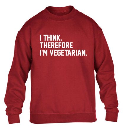 I think therefore I'm vegetarian children's grey sweater 12-14 Years