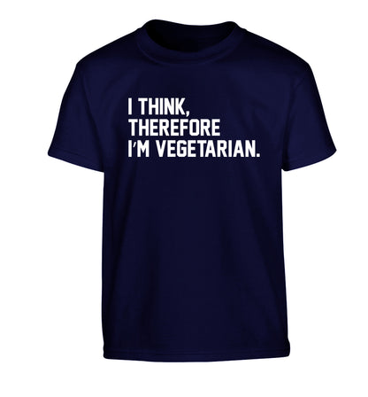 I think therefore I'm vegetarian Children's navy Tshirt 12-14 Years