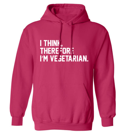 I think therefore I'm vegetarian adults unisex pink hoodie 2XL