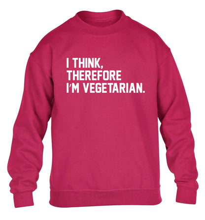 I think therefore I'm vegetarian children's pink sweater 12-14 Years