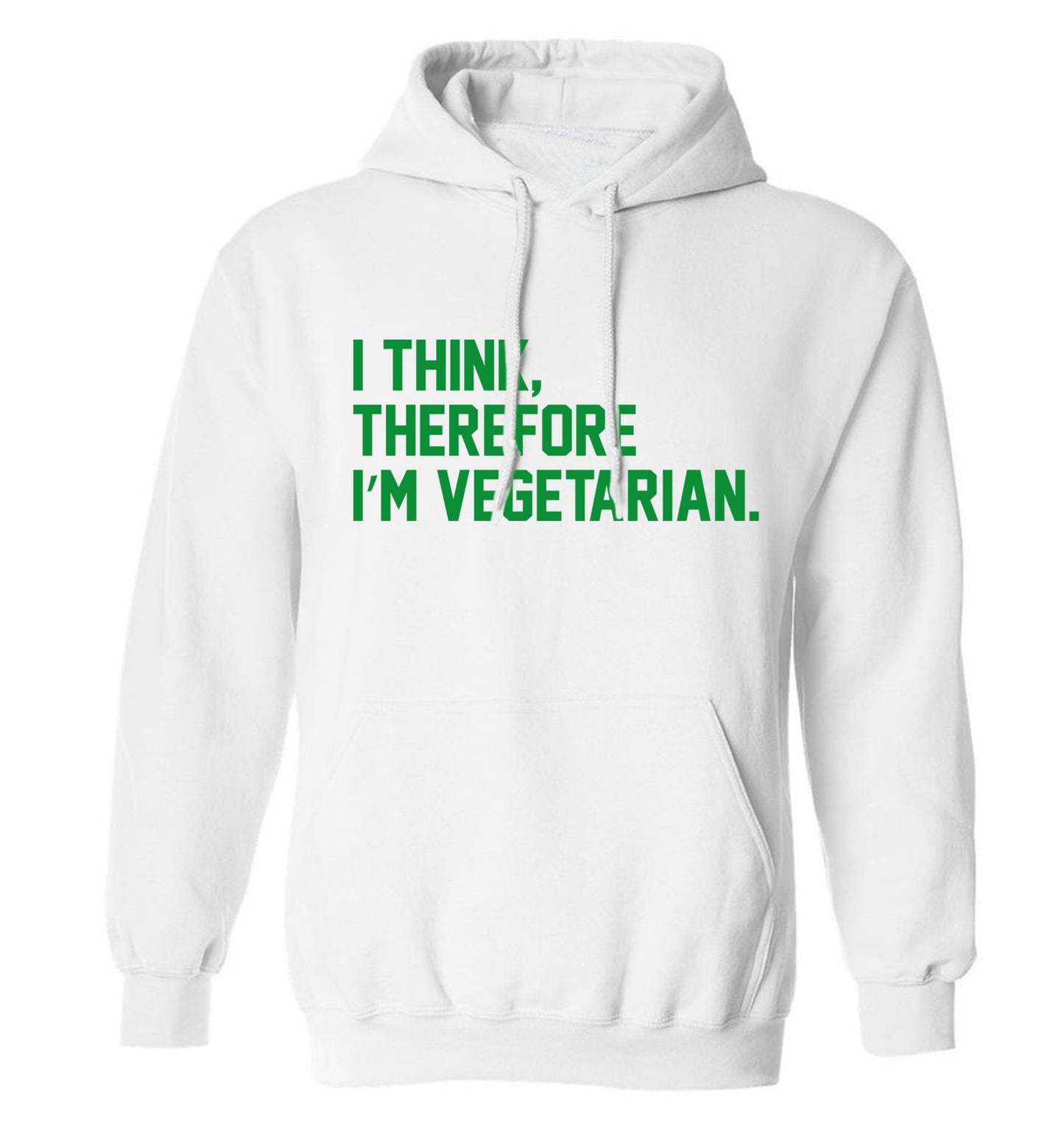 I think therefore I'm vegetarian adults unisex white hoodie 2XL