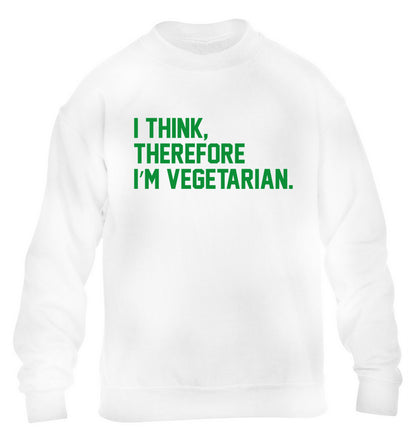 I think therefore I'm vegetarian children's white sweater 12-14 Years