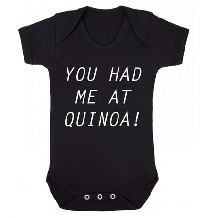 You had me at quinoa Baby Vest black 18-24 months
