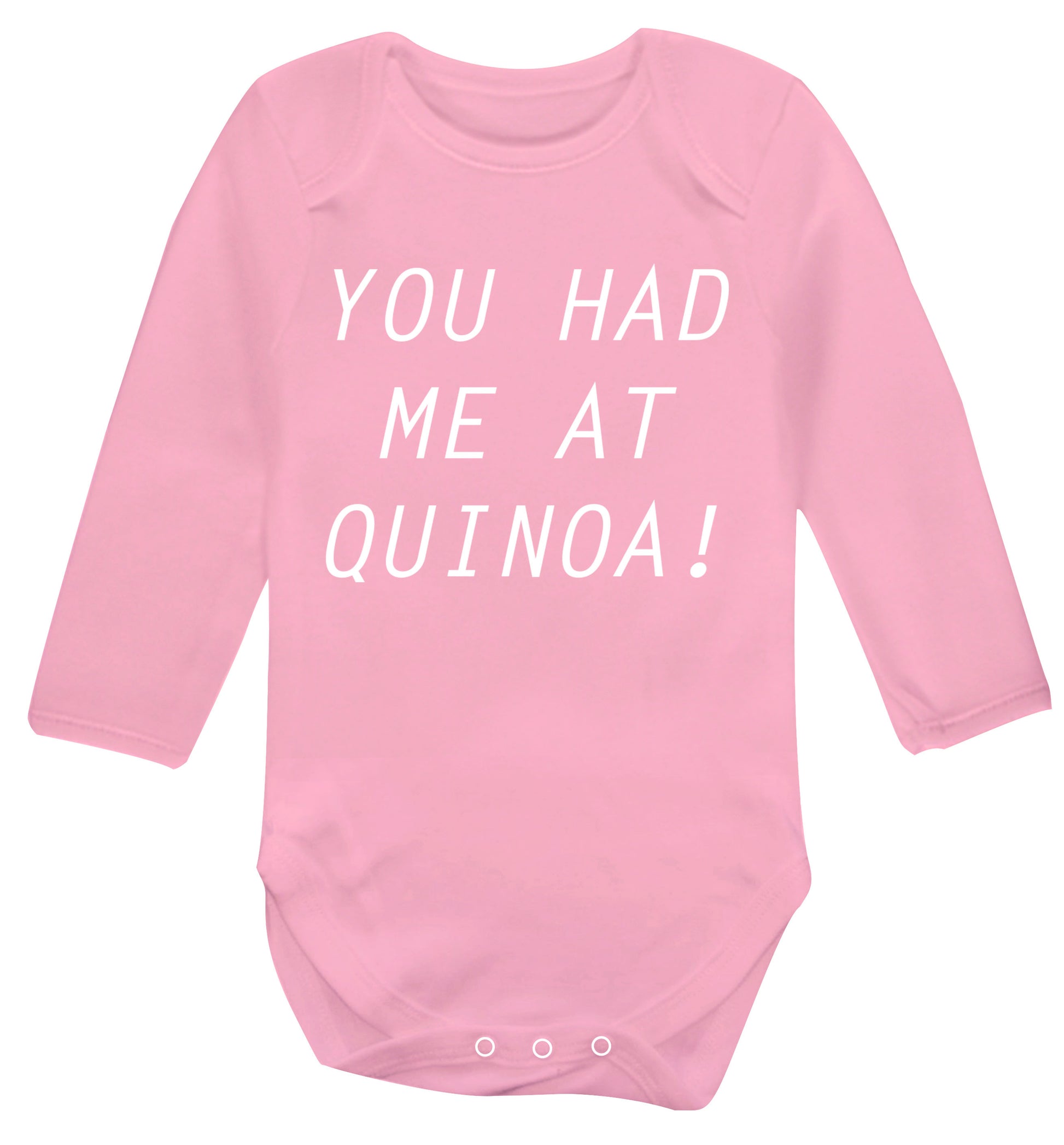 You had me at quinoa Baby Vest long sleeved pale pink 6-12 months