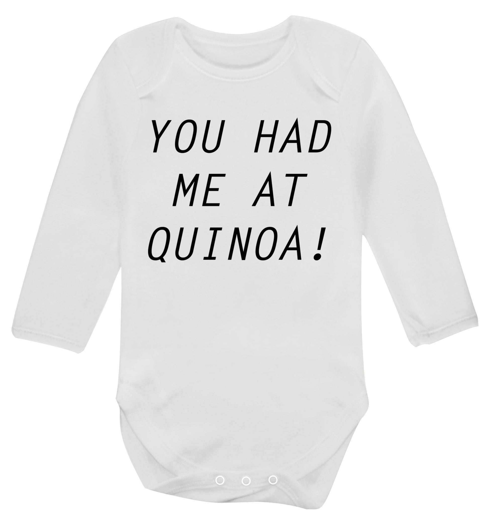 You had me at quinoa Baby Vest long sleeved white 6-12 months