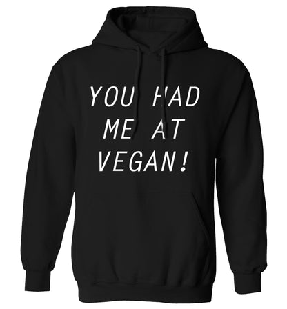 You had me at vegan adults unisex black hoodie 2XL
