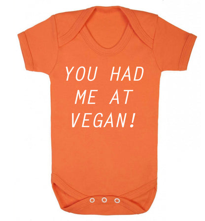 You had me at vegan Baby Vest orange 18-24 months