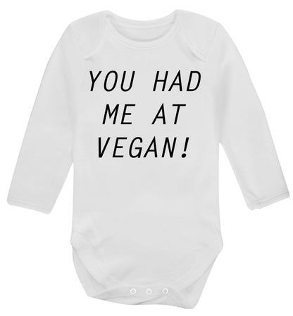 You had me at vegan Baby Vest long sleeved white 6-12 months