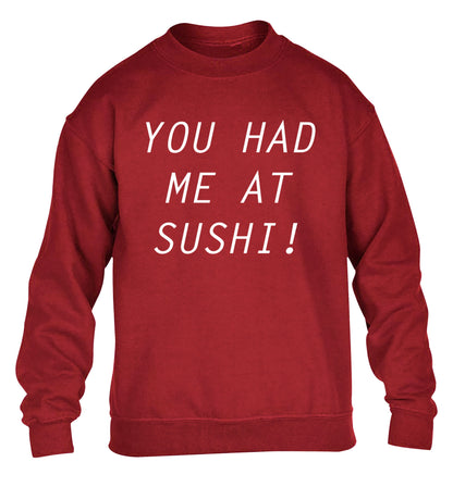 You had me at sushi children's grey sweater 12-14 Years