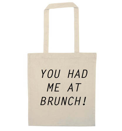 You had me at brunch natural tote bag