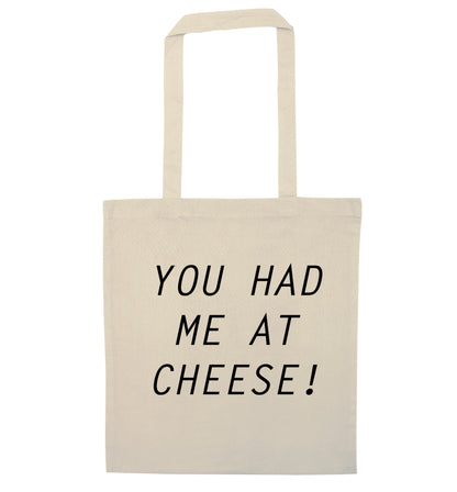 You had me at cheese natural tote bag