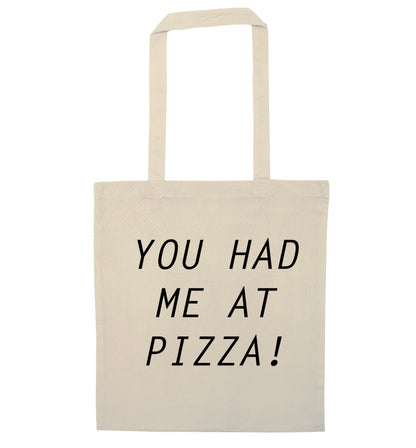 You had me at pizza natural tote bag