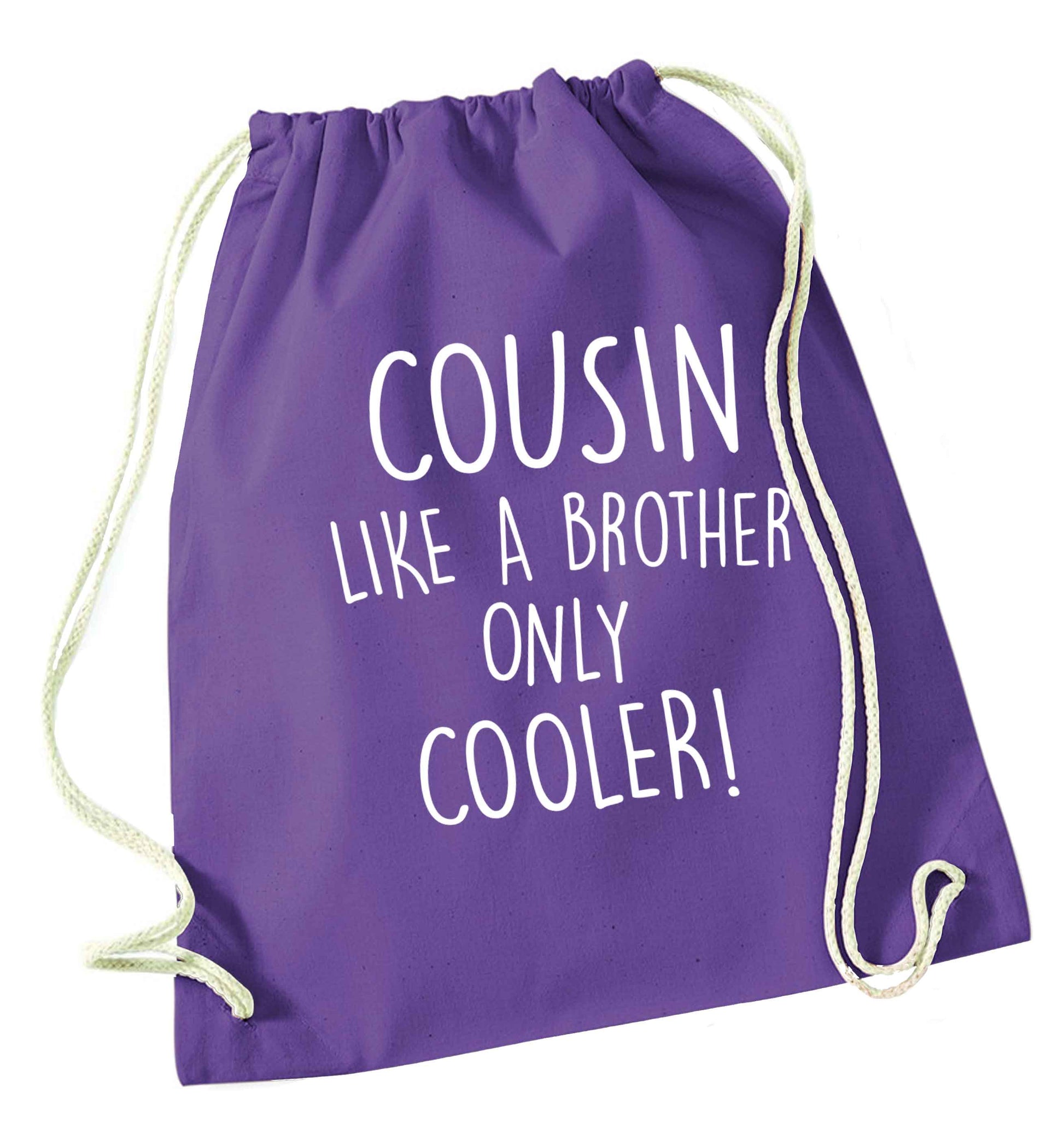 Cousin like a brother only cooler purple drawstring bag