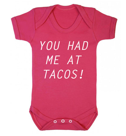 You had me at tacos Baby Vest dark pink 18-24 months