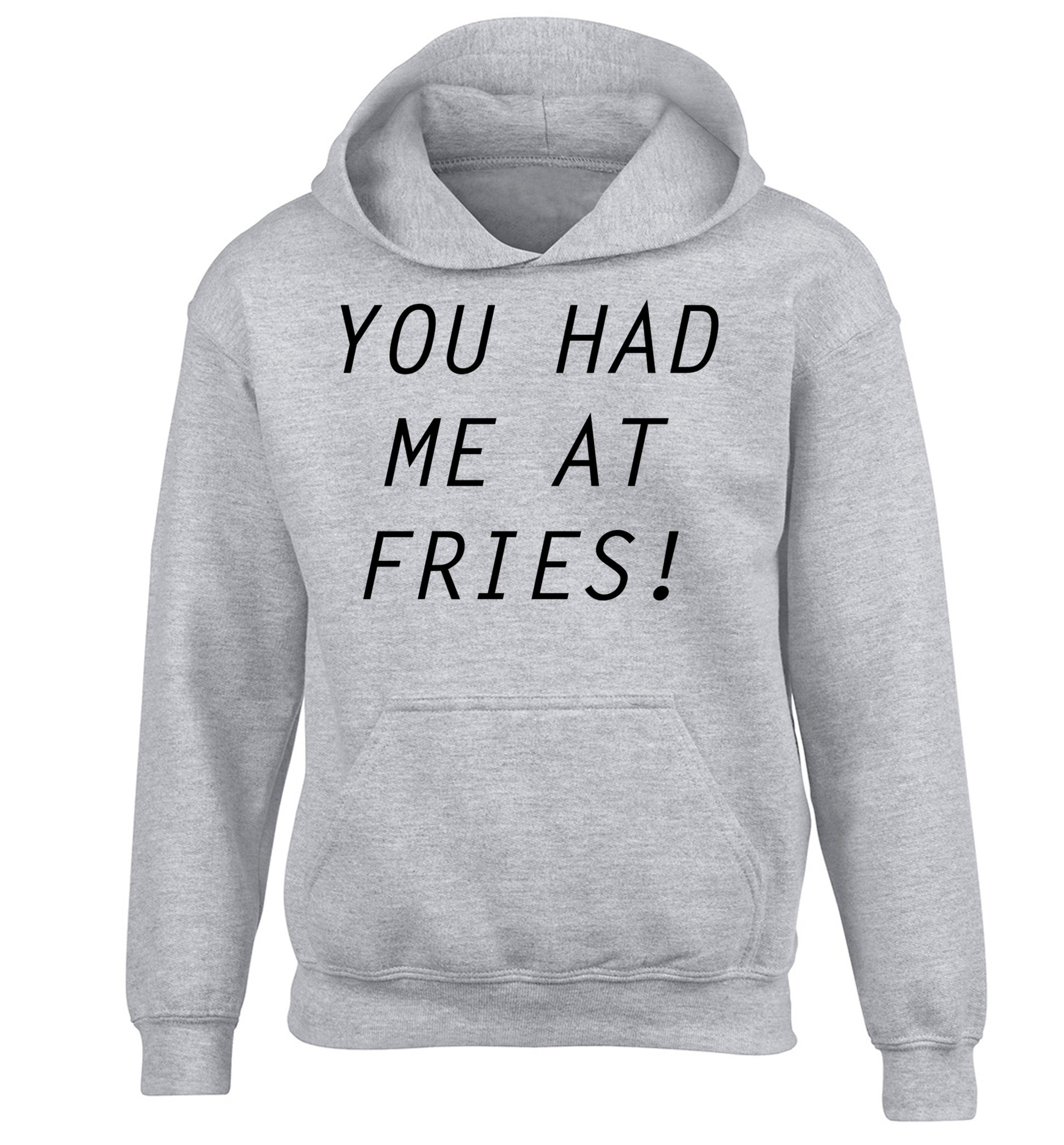 You had me at fries children's grey hoodie 12-14 Years