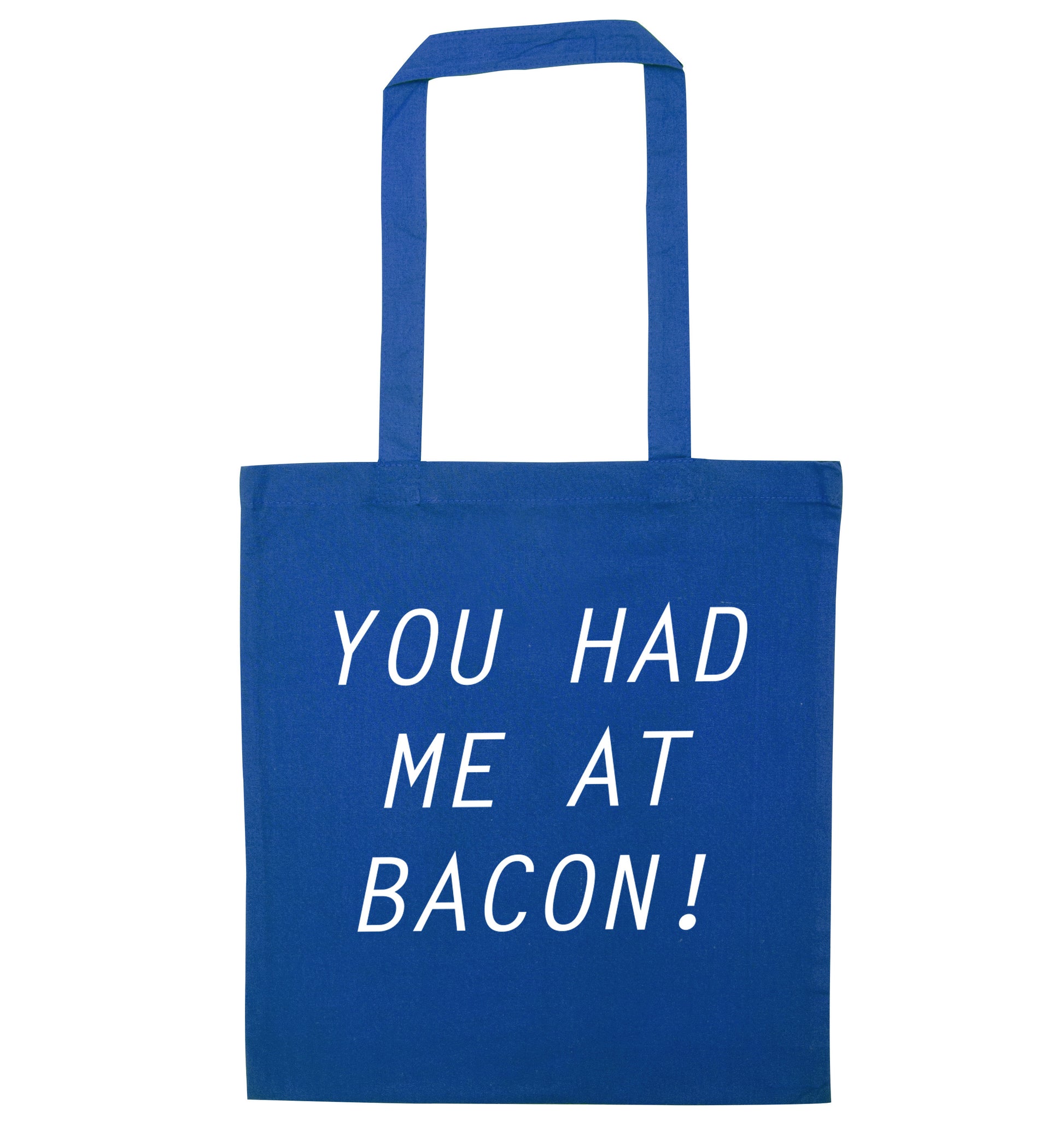 You had me at bacon blue tote bag