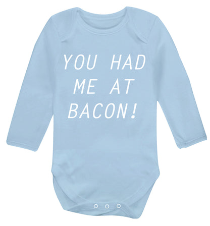 You had me at bacon Baby Vest long sleeved pale blue 6-12 months
