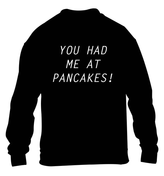 You had me at pancakes children's black sweater 12-13 Years