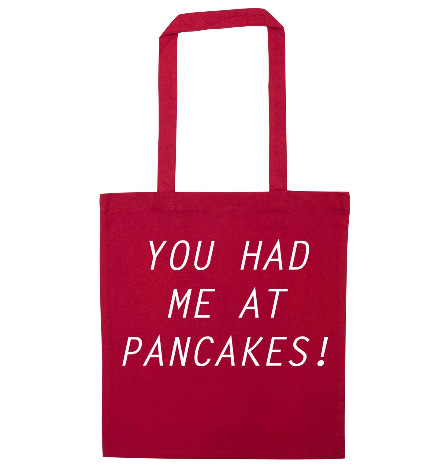 You had me at pancakes red tote bag