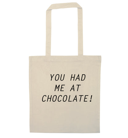You had me at chocolate natural tote bag