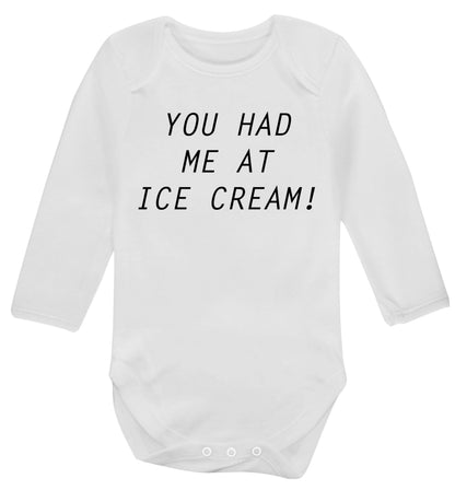 You had me at ice cream Baby Vest long sleeved white 6-12 months