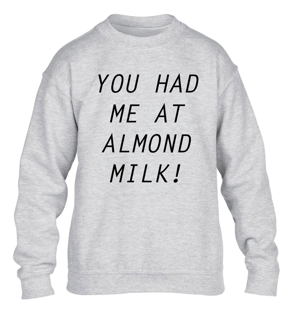 You had me at almond milk children's grey sweater 12-14 Years