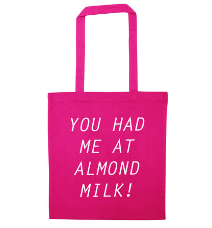 You had me at almond milk pink tote bag