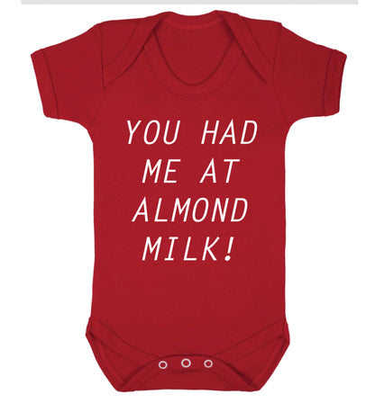 You had me at almond milk Baby Vest red 18-24 months