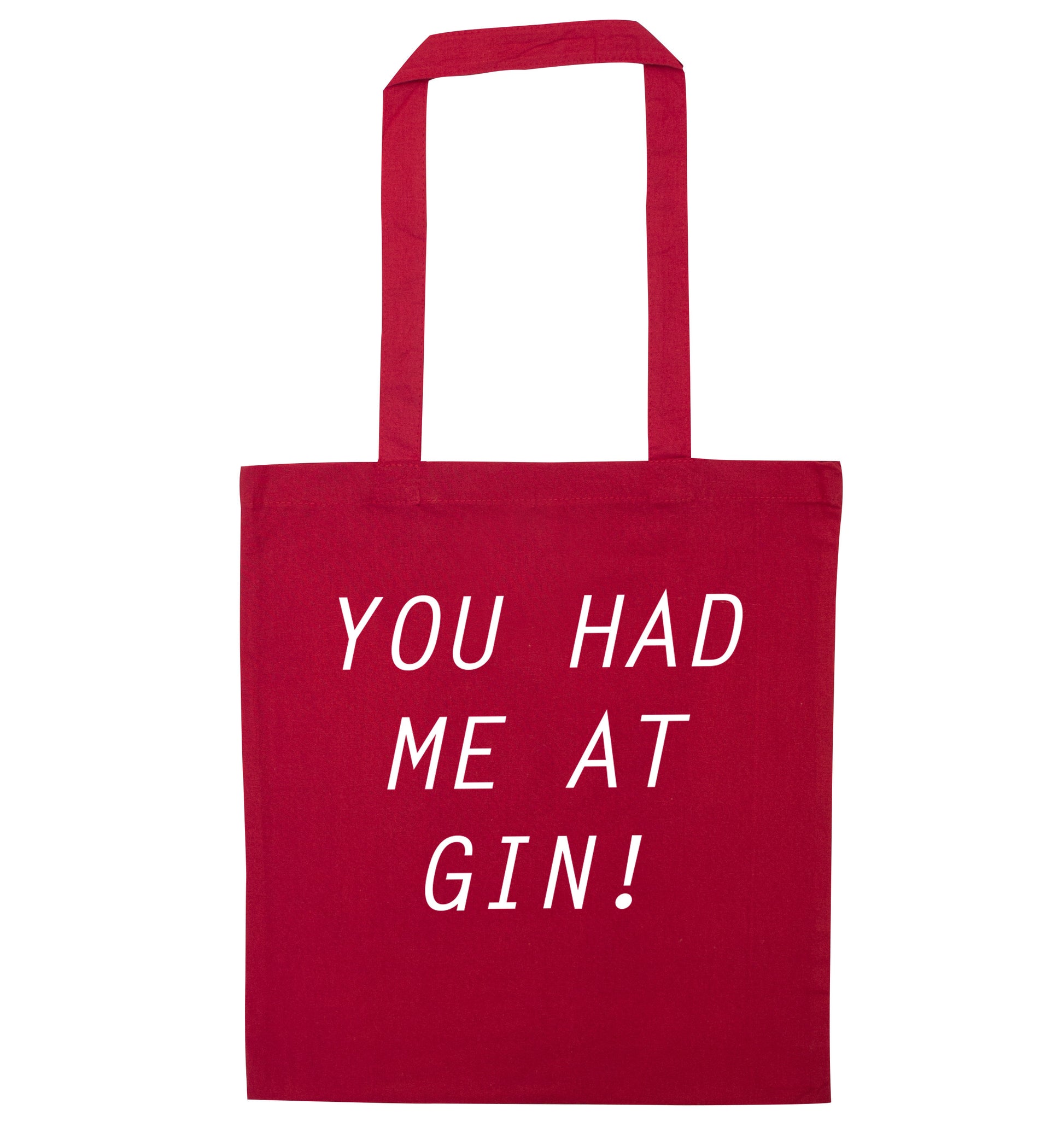 You had me at gin red tote bag