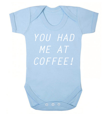You had me at coffee Baby Vest pale blue 18-24 months