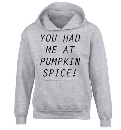 You had me at pumpkin spice children's grey hoodie 12-14 Years