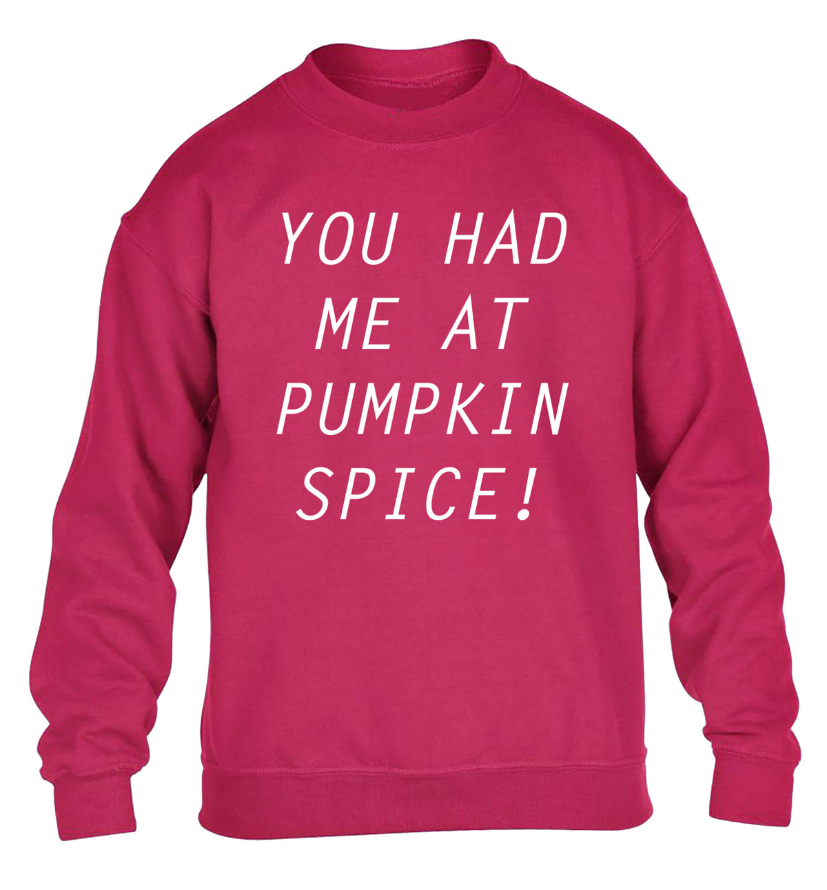 You had me at pumpkin spice children's pink sweater 12-14 Years