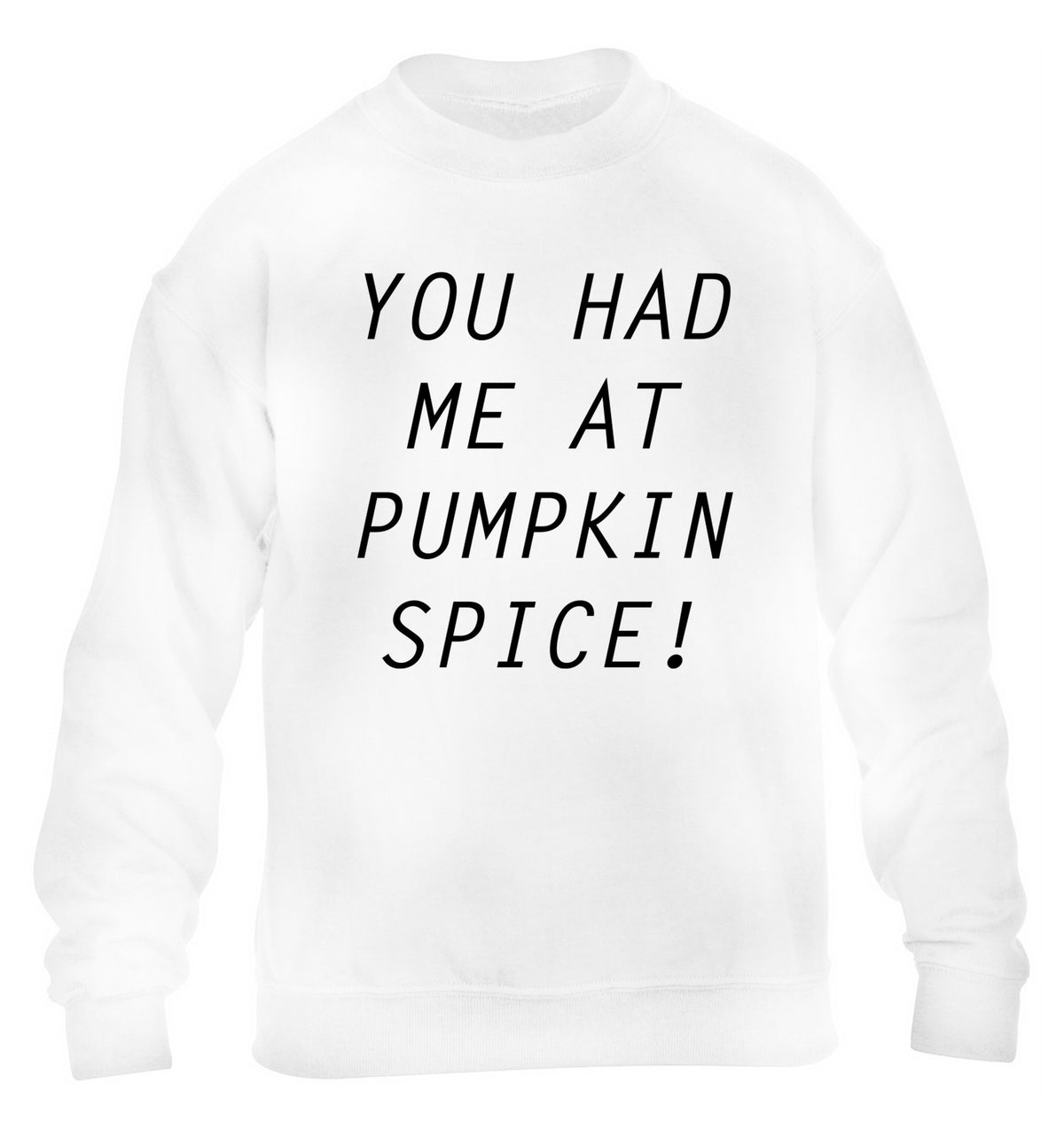 You had me at pumpkin spice children's white sweater 12-14 Years
