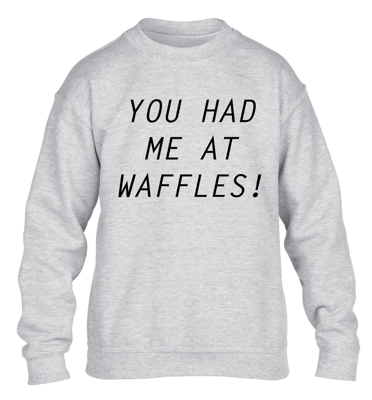 You had me at waffles children's grey sweater 12-14 Years