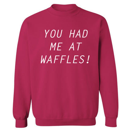 You had me at waffles Adult's unisex pink Sweater 2XL
