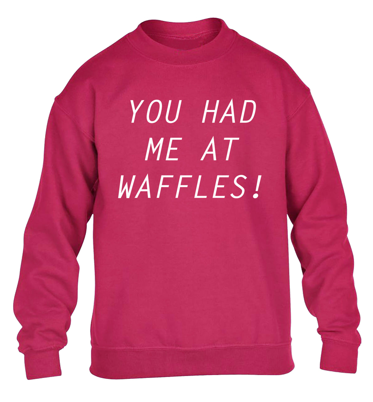 You had me at waffles children's pink sweater 12-14 Years