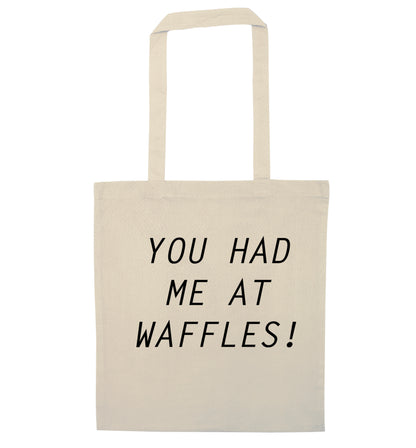 You had me at waffles natural tote bag