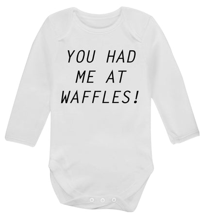 You had me at waffles Baby Vest long sleeved white 6-12 months