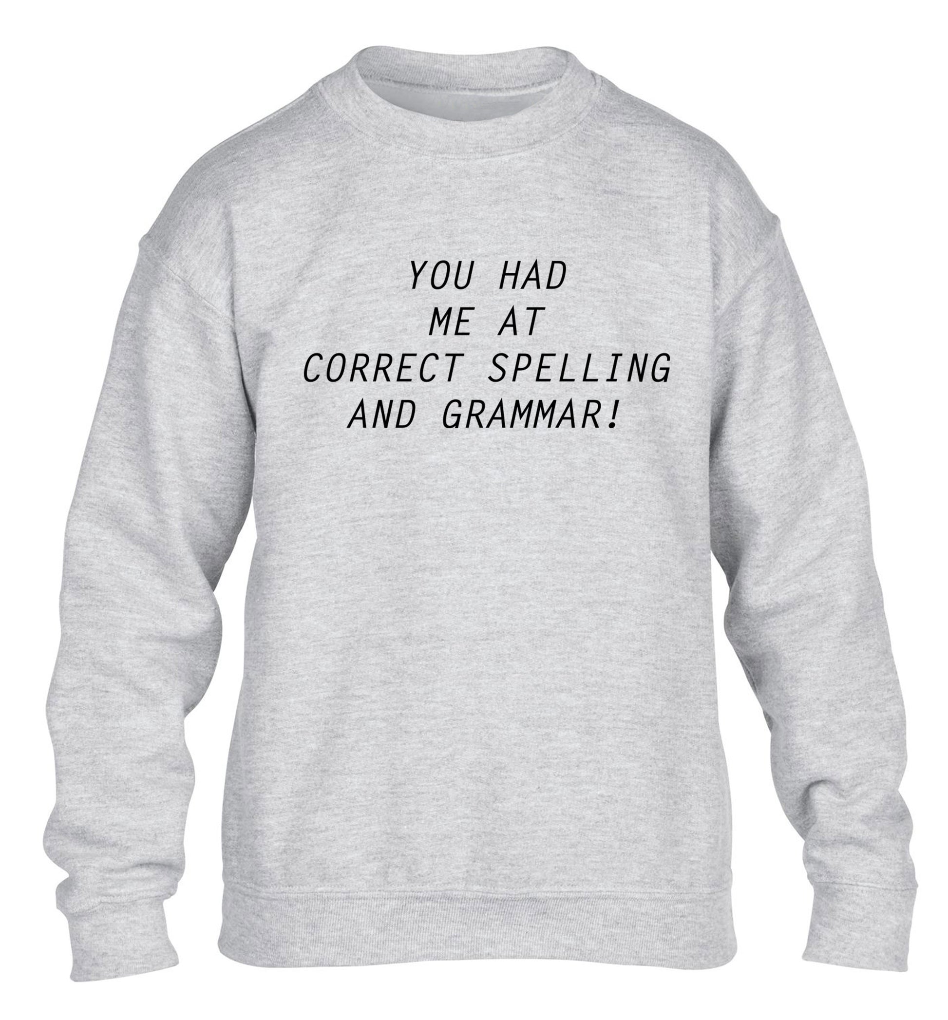 You had me at correct spelling and grammar children's grey sweater 12-14 Years