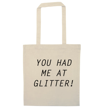 You had me at glitter natural tote bag